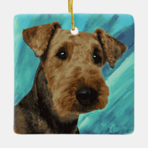 Ornamento De Cerâmica Retrato de Airedale Terrier