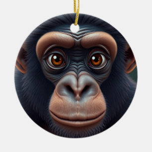 Ornamento De Cerâmica Retrato de anime chimpanzé doido e engraçado