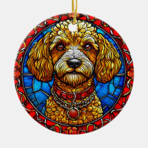 Ornamento De Cerâmica Retrato de Cachorro em Vidro Colorido