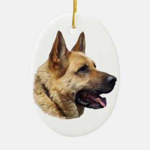 Ornamento De Cerâmica Retrato de cão German shepherd alsaciano