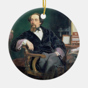 Ornamento De Cerâmica Retrato de Charles Dickens (óleo em canvas)