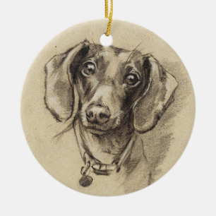 Ornamento De Cerâmica Retrato de Dachshund