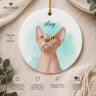 Ornamento De Cerâmica Retrato de Foto de Animal de Estimação Personaliza
