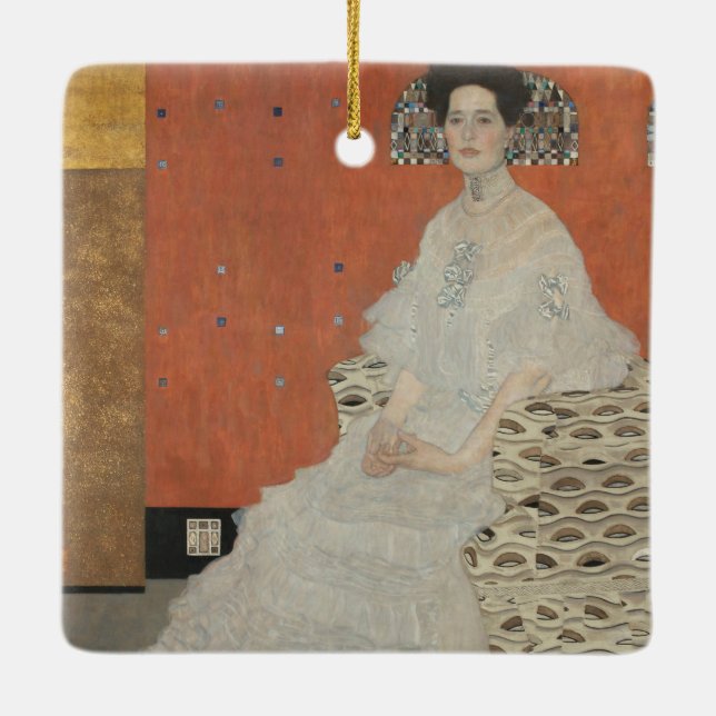 Ornamento De Cerâmica Retrato de Fritza Riedler por Gustav Klimt (Verso)