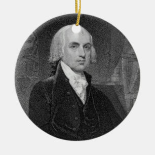 Ornamento De Cerâmica Retrato de James Madison, gravado por William A.
