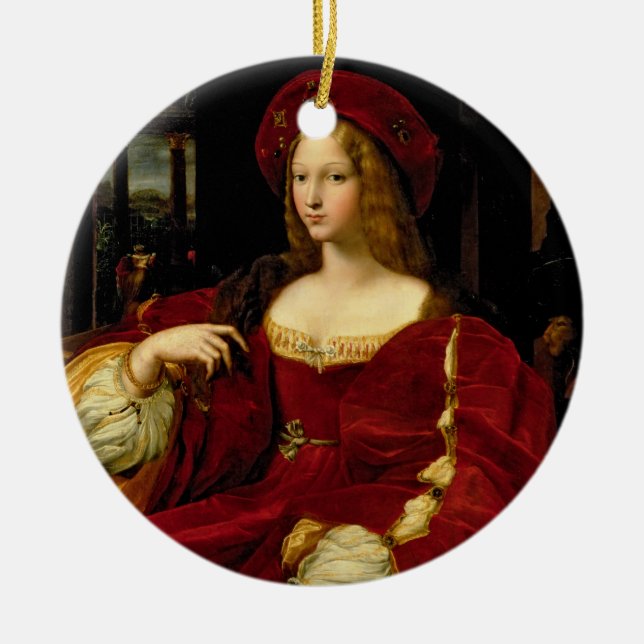Ornamento De Cerâmica Retrato de Jeanne da esposa de Aragon (c.1500-77) (Frente)