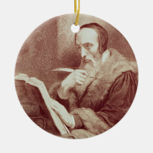 Ornamento De Cerâmica Retrato de João Calvino (1509-1564) (gravura)