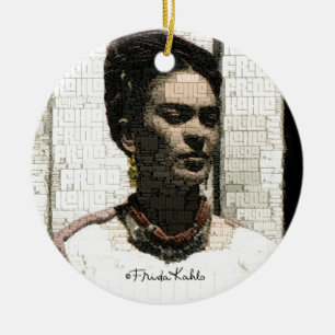 Ornamento De Cerâmica Retrato de matéria têxtil de Frida Kahlo