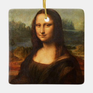 Ornamento De Cerâmica Retrato de Mona Lisa pintando Leonardo Da Vinci