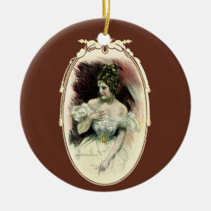 Ornamento De Cerâmica Retrato de Noiva Antiga, Christy Girl Vintage