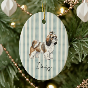 Ornamento De Cerâmica Retrato De Pé Retrato De Mão Shih Tzu