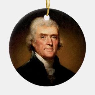 Ornamento De Cerâmica Retrato de Thomas Jefferson por Rembrandt Peale