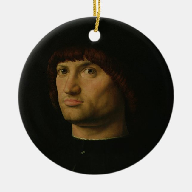 Ornamento De Cerâmica Retrato de um homem, ou o Condottiere, 1475 (óleo (Frente)