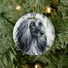 Ornamento De Cerâmica Retrato do Afghan Hound Cinza
