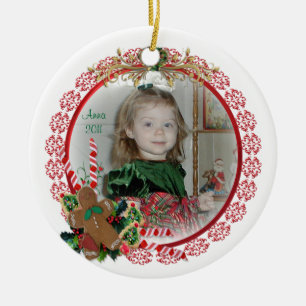 Ornamento De Cerâmica Retrato do Vovô de Natal em coroa
