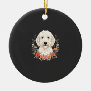 Ornamento De Cerâmica Retrato Floral de Cachorro Coroa Botânica