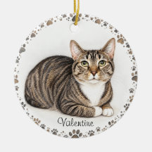 Retrato personalizado de gato em aquarela com bord