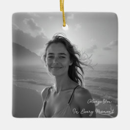 Ornamento De Cerâmica Retrato Personalizado Dela – Presente de Foto Simp