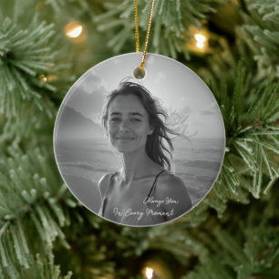 Ornamento De Cerâmica Retrato Personalizado Dela – Presente de Foto Simp