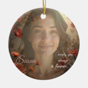 Ornamento De Cerâmica Retrato Personalizado para Ela – Presente de Foto