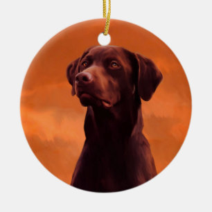 Ornamento De Cerâmica Retrato preto de cão Labrador