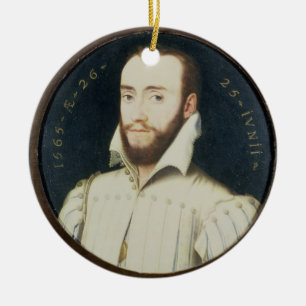 Ornamento De Cerâmica Retrato T34055 de um cavalheiro farpado,