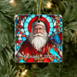 Ornamento De Cerâmica Retrato Vintage do Papai Noel de Natal