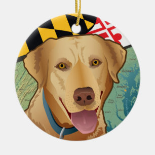 Ornamento De Cerâmica Retriever amarelo do laboratório de Maryland