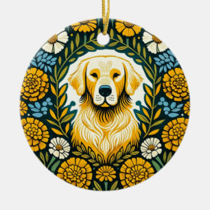 Ornamento De Cerâmica Retriever de ouro