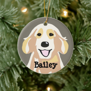 Ornamento De Cerâmica Retriever de Ouro Personalizado
