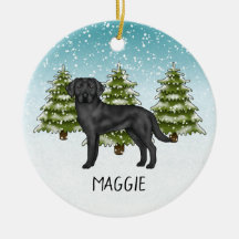 Retriever Labrador Preto Floresta de Inverno Nome 