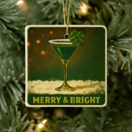 Ornamento De Cerâmica Retro 50s 4 Leaf Clover Irish Christmas Martini