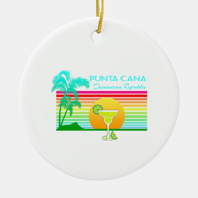 Ornamento De Cerâmica Retro Beach Punta Cana Margarita (Frente)
