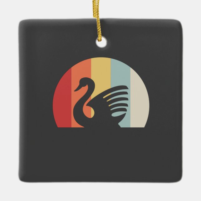 Ornamento De Cerâmica Retro Cisne  (Frente)