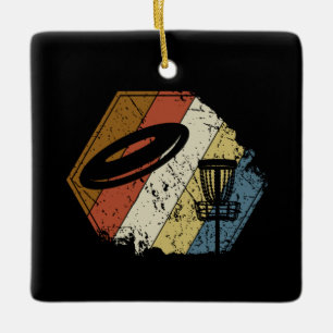 Ornamento De Cerâmica Retro da Cesta de Golfe de Disco