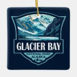 Ornamento De Cerâmica Retro da Ilustração do Parque Nacional da Baía de<br><div class="desc">O vetor do Parque Glacier Bay é trabalho de arte design. O parque é uma terra natal,  um laboratório vivo,  um parque nacional,  uma natureza selvagem designada,  uma reserva da biosfera e um patrimônio mundial.</div>