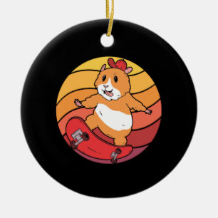 Ornamento De Cerâmica Retro de skate de hamster