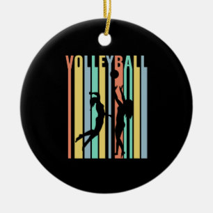 Ornamento De Cerâmica Retro de Voleibol de Beachvoleibol
