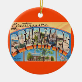 Ornamento De Cerâmica Retro Delaware Greetings  
