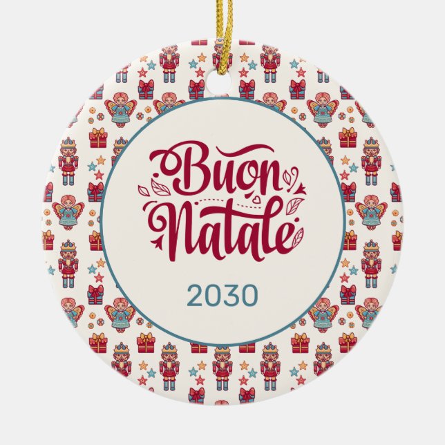 Ornamento De Cerâmica Retro Feliz Natal (Frente)
