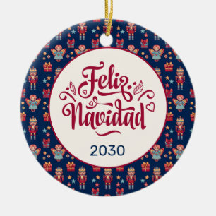 Ornamento De Cerâmica Retro Feliz Navidad
