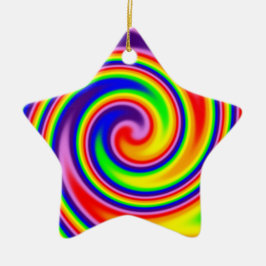 Ornamento De Cerâmica Retro Hippie Felizes Cores de Arco-Íris Suave Espi