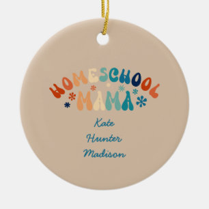 Ornamento De Cerâmica Retro Homeschool Mãe Personalizada