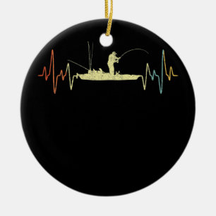Ornamento De Cerâmica Retro Kayak Fishing Heartbeat Kayaking Vintage