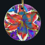 Ornamento De Cerâmica Retro Lily<br><div class="desc">Lily abstrato surreal romântica e colorida</div>