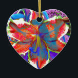 Ornamento De Cerâmica Retro Lily<br><div class="desc">Lily abstrato surreal romântica e colorida</div>