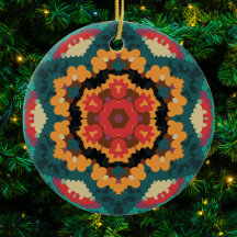 Retro Mandala Blue Orange e Red