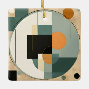 Ornamento De Cerâmica Retro Negrito: Círculos de Abstrato e Retângulos
