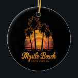 Ornamento De Cerâmica Retro Palm Tree Sunset South Carolina Myrtle Beach<br><div class="desc">Retro Palm Tree Sunset South Carolina Myrtle Beach</div>