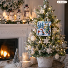 Retro Papai Noel Homem de Neve 